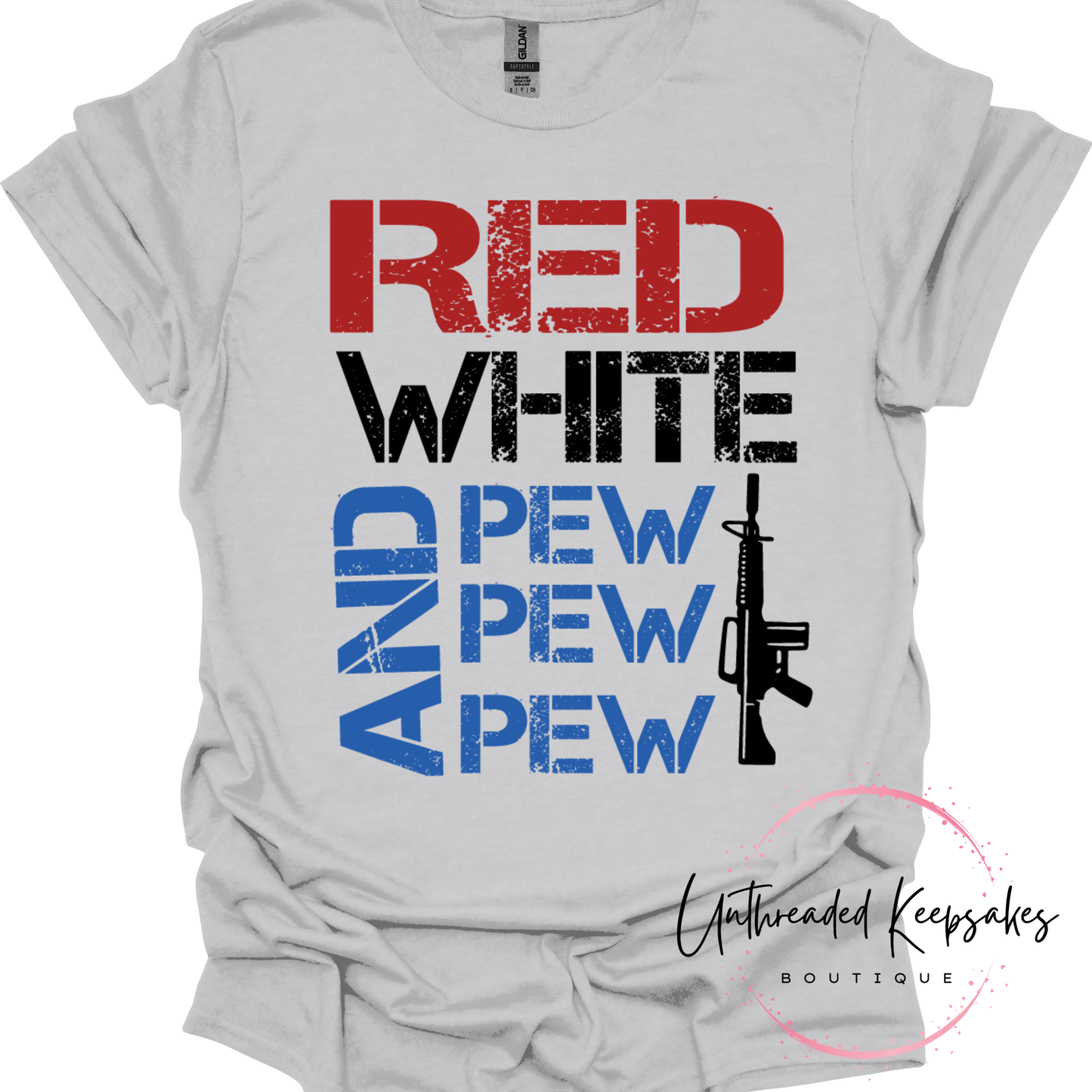 Red White And Pew Pew Pew Graphic T-Shirt