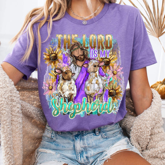 The Lord Is My Shepherd Graphic T-Shirt | Christian Faith Tee | Psalm 23 Inspirational Unisex Shirt | Religious Church Apparel