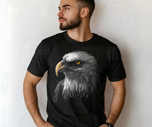 Steel Feather Eagle Head Tee – Regal American Eagle Graphic Shirt
