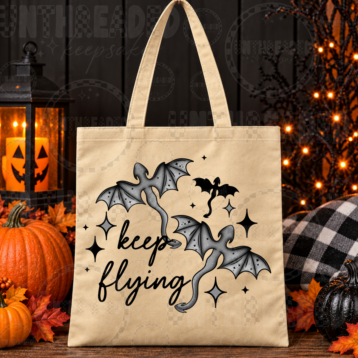 Keep Flying Bat Halloween Tote Bag
