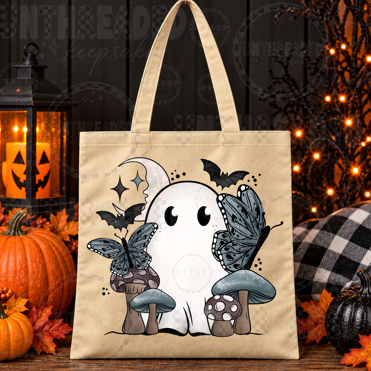 Ghost Butterfly Halloween Tote Bag