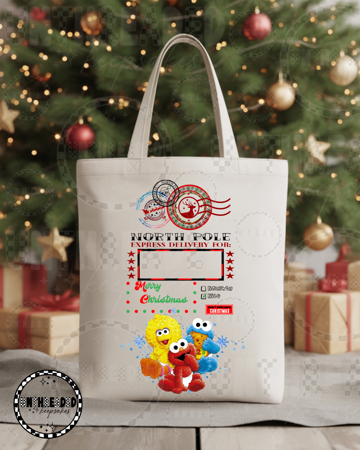 Sesame Street Holiday Canvas Tote Bag