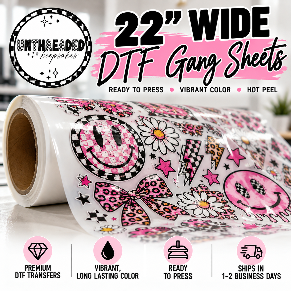 ✨ 22” Wide Custom DTF Gang Sheet – Ready to Press – Ships in 1–2 Business Days!