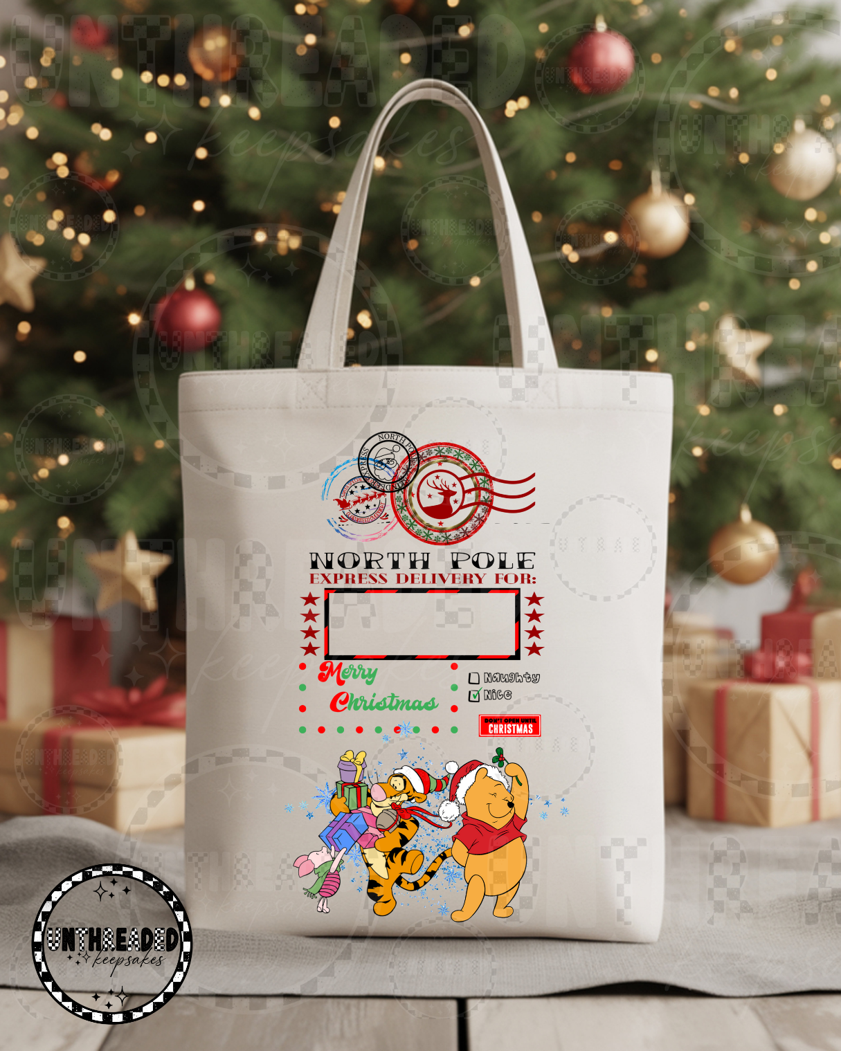 Winnie the Pooh Christmas Tote Bag