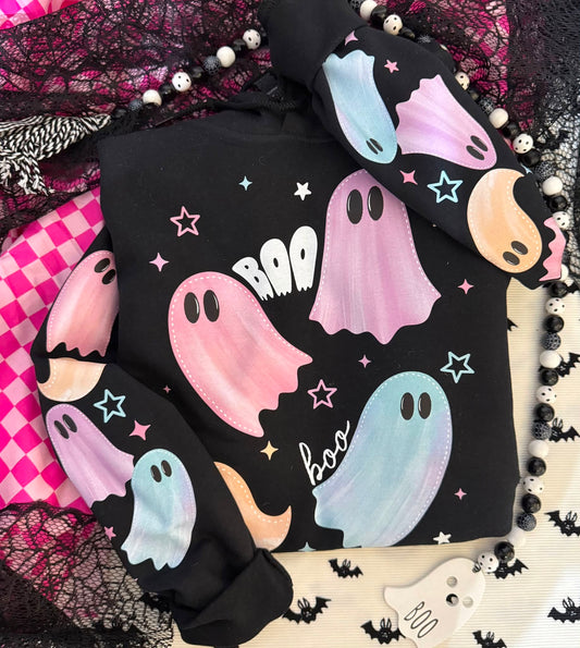 Pastel Ghost Halloween Hoodie | Cute Boo Ghost Graphic Sweatshirt | Spooky Season Unisex Pullover 👻✨