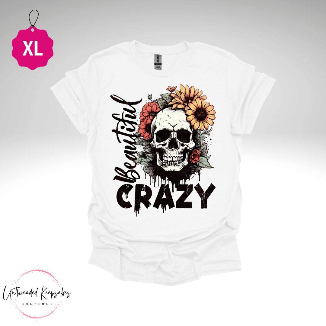 Beautiful Crazy Skull Graphic T-Shirt