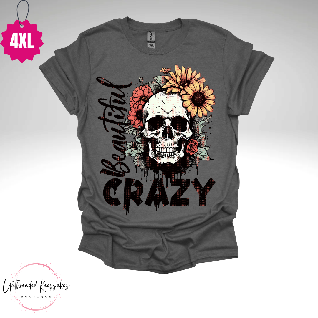 Beautiful Crazy Skull Graphic T-Shirt