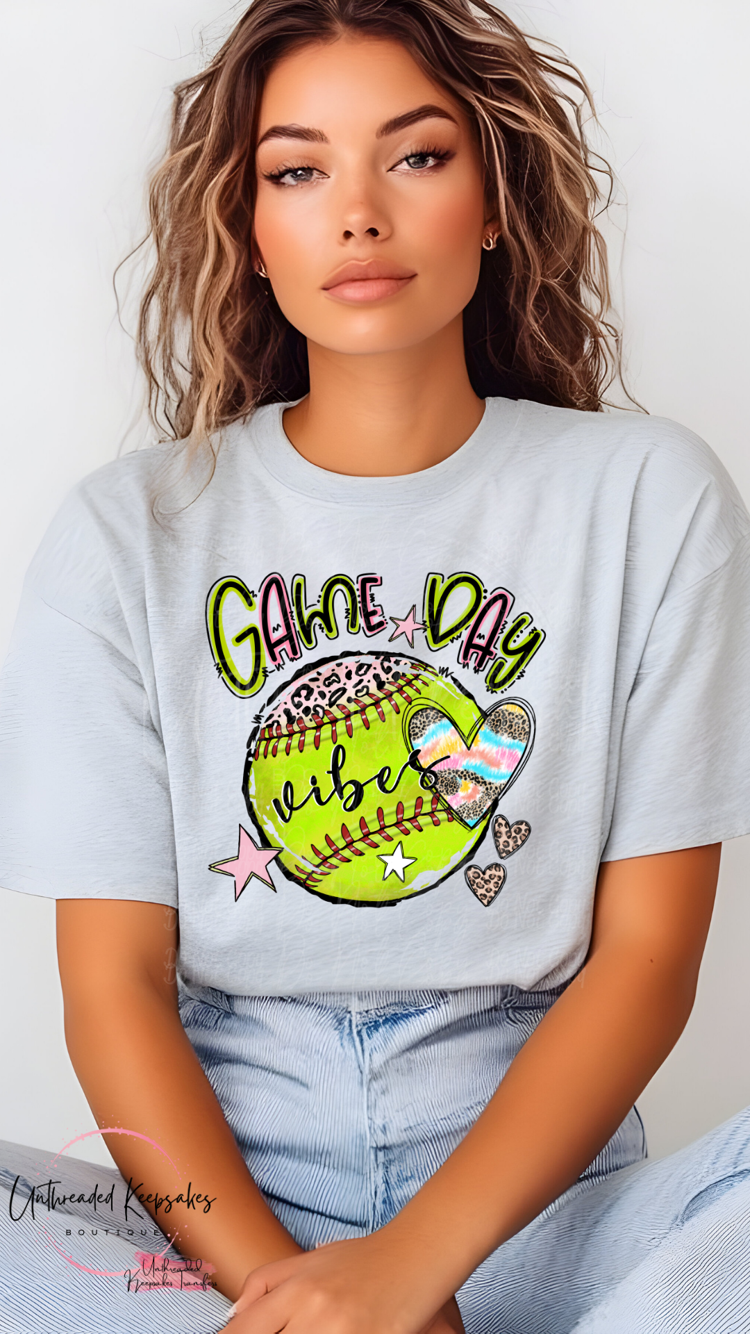 Game Day Vibes Softball Cute Graphic T-shirt