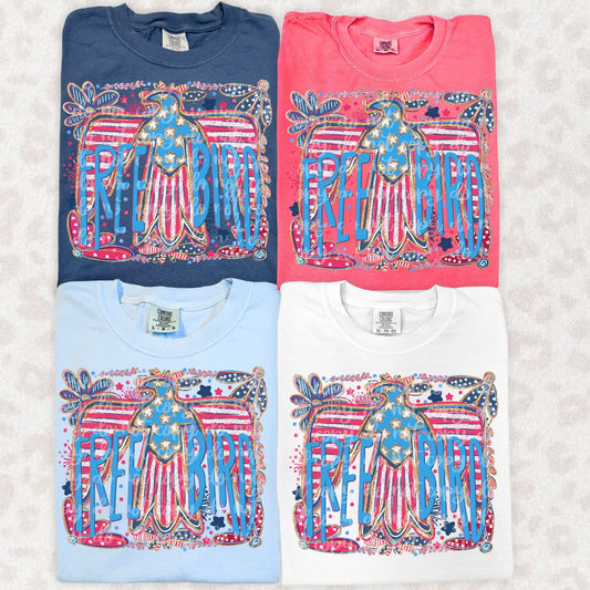 🇺🇸 Free Bird Patriotic Eagle Graphic Tee | Vintage America Shirt | Fourth of July T-Shirt | Retro USA Independence Day Tee | Freedom Graphic Top ⭐🦅
