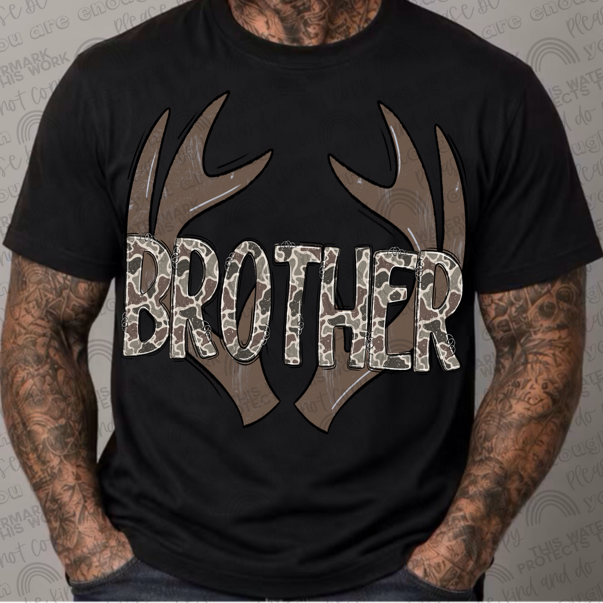 Brother camo antler black shirt
