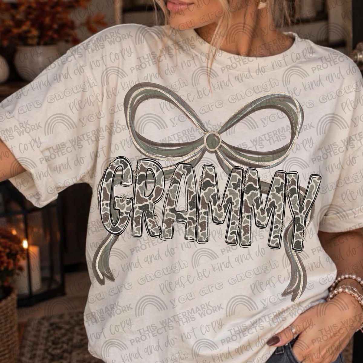 Grammy camo bow tee