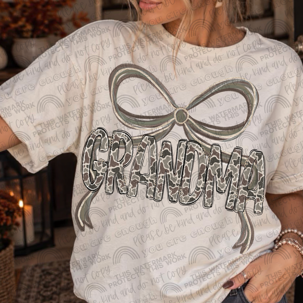 Grandma camo bow tee