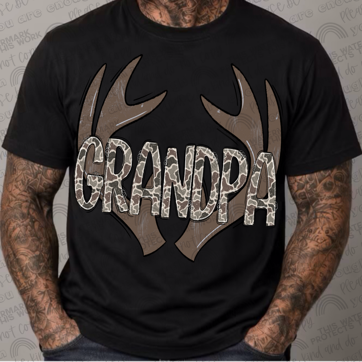 Grandpa camo antler black shirt