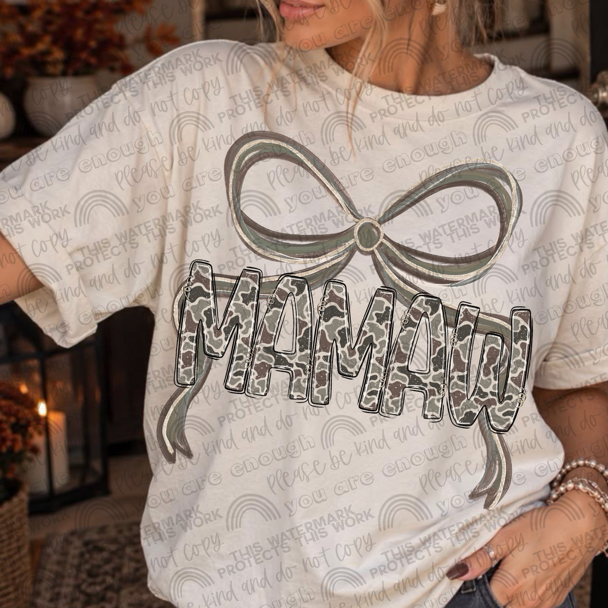 Mamaw camo bow tee