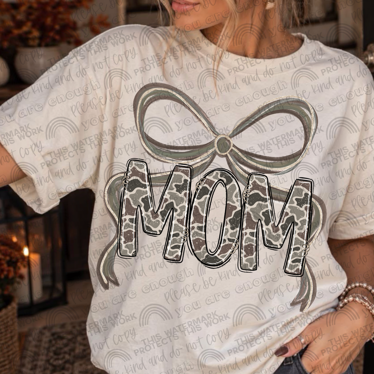 Mom camo bow tee