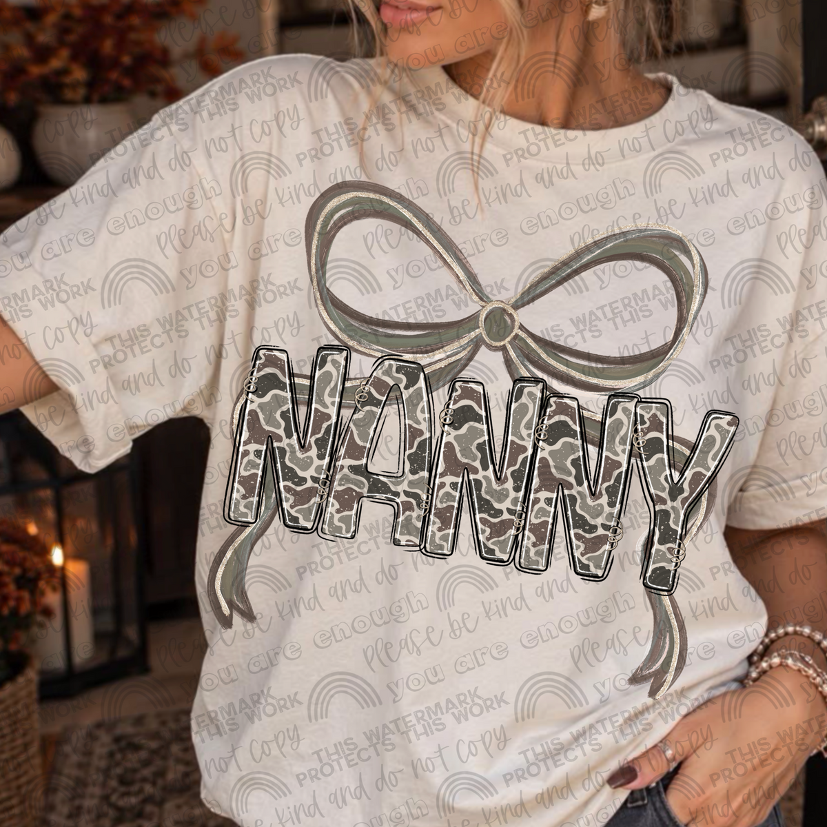 Nanny camo bow tee