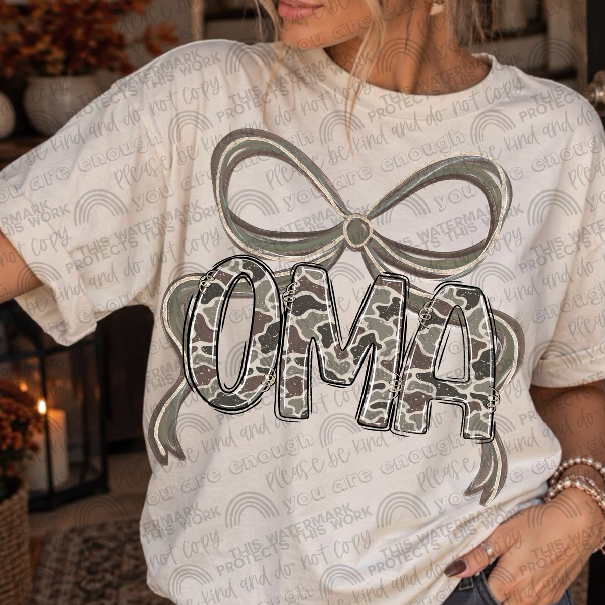 Oma camo bow tee