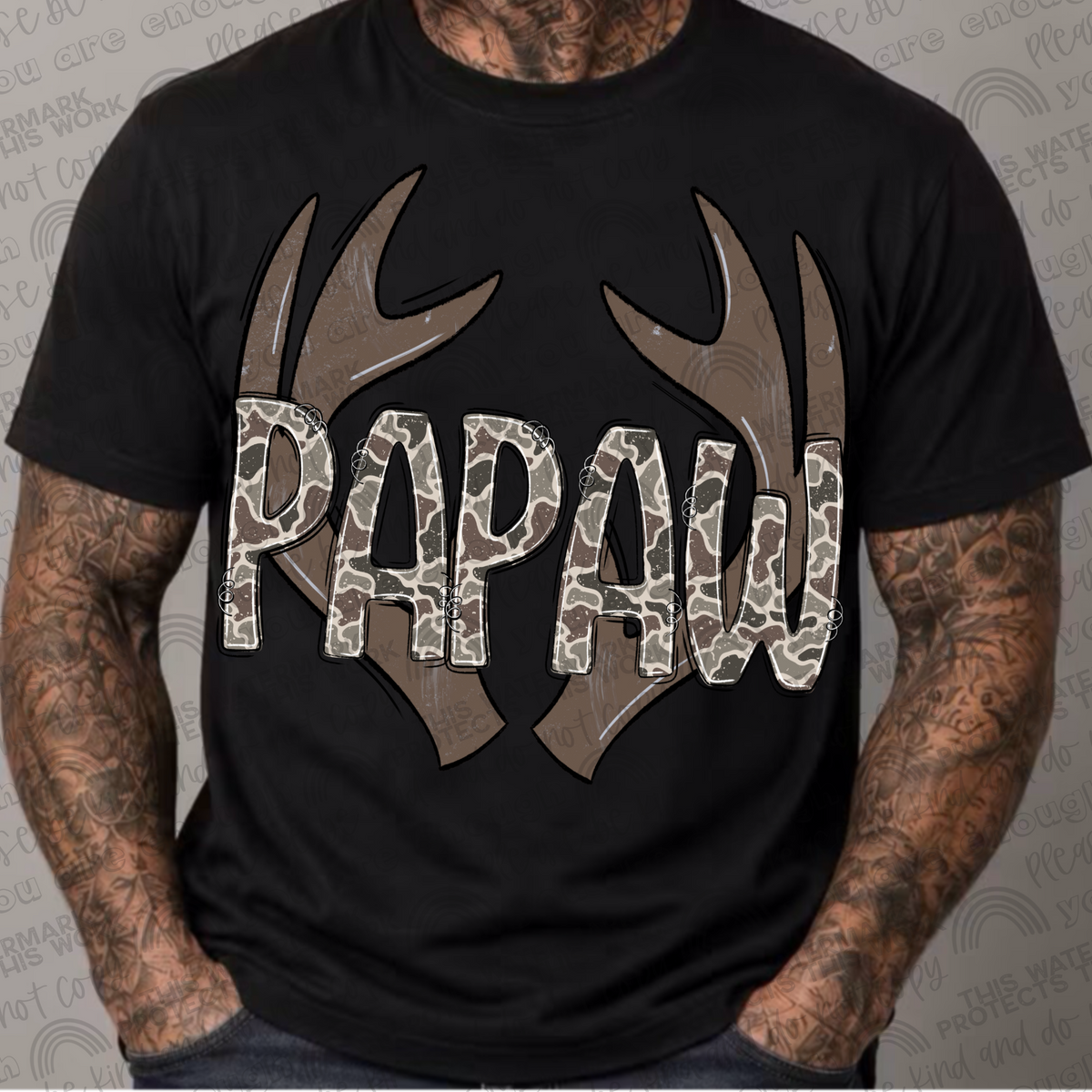 Papaw camo antler black shirt