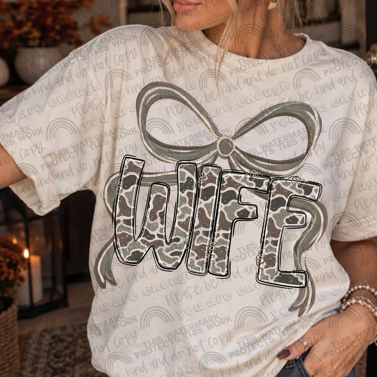 Wife camo bow tee