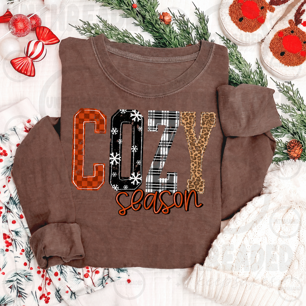 Cozy Season Plaid and Leopard Christmas Graphic Shirt