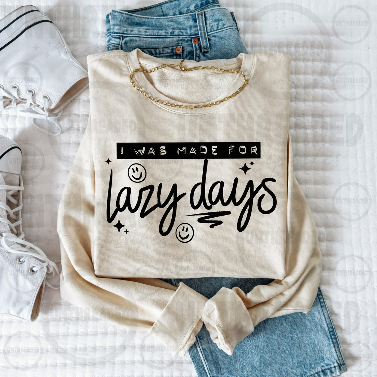 I Was Made for Lazy Days Graphic Crewneck