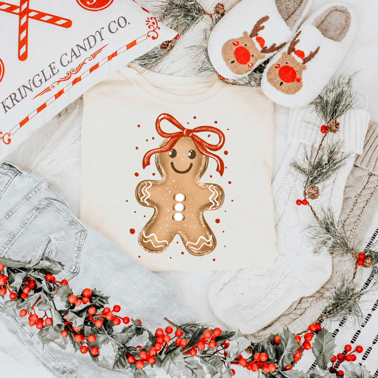 Cute Gingerbread Girl Christmas Graphic Shirt