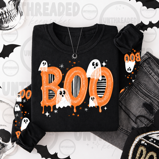Boo Ghost with Sleeves Graphic Crewneck