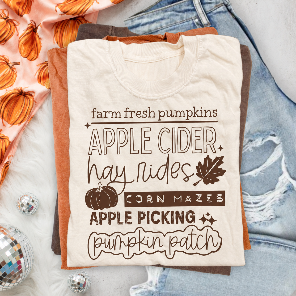 Farm Fresh Pumpkins Fall Bucket List Graphic T-Shirt – Autumn Tee