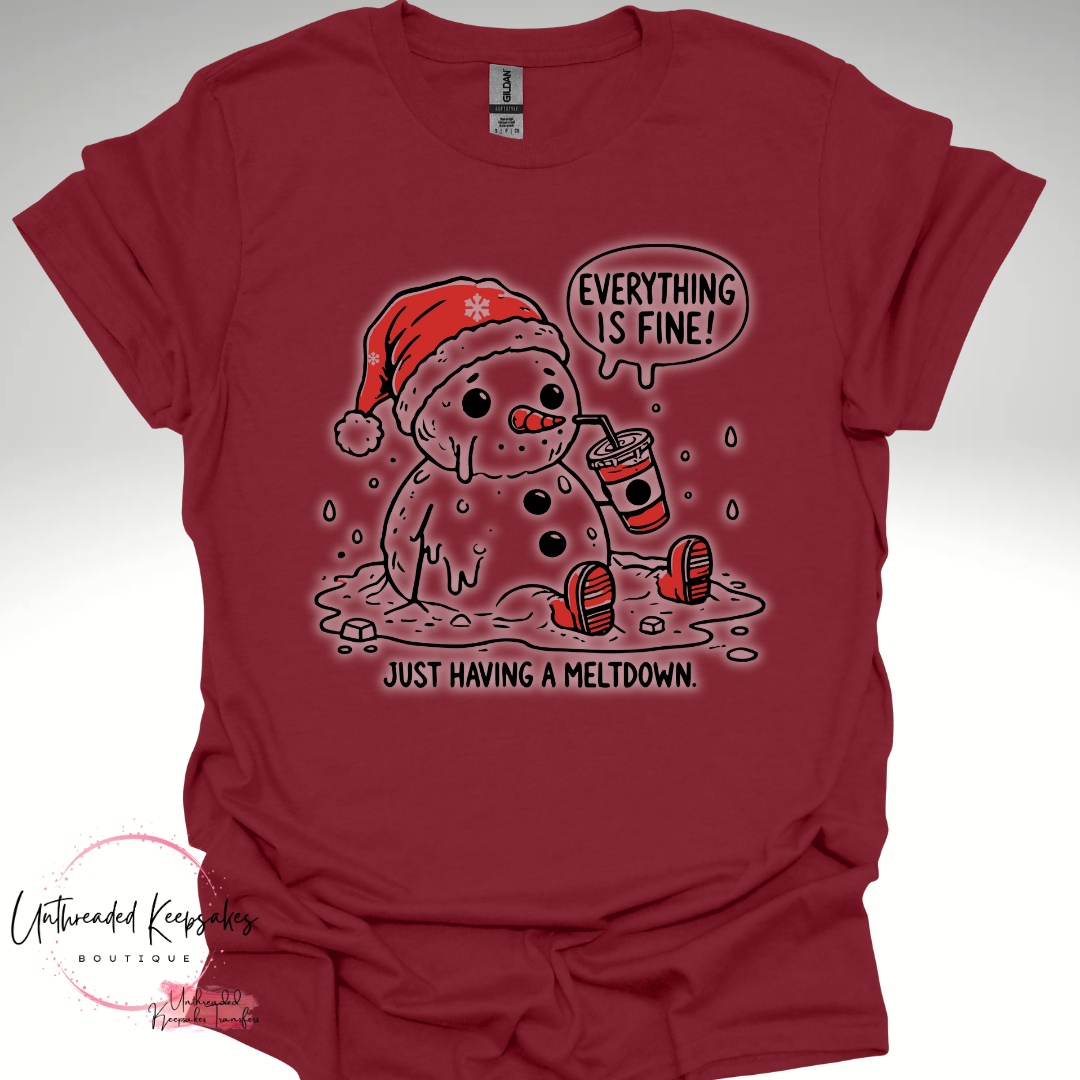 Everything is Fine Just Having a Meltdown (Red with Glow) Graphic T-Shirt