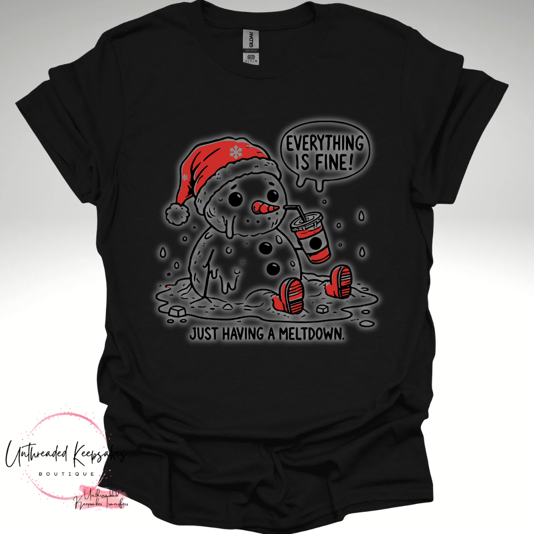 Everything is Fine Just Having a Meltdown (Red with Glow) Graphic T-Shirt