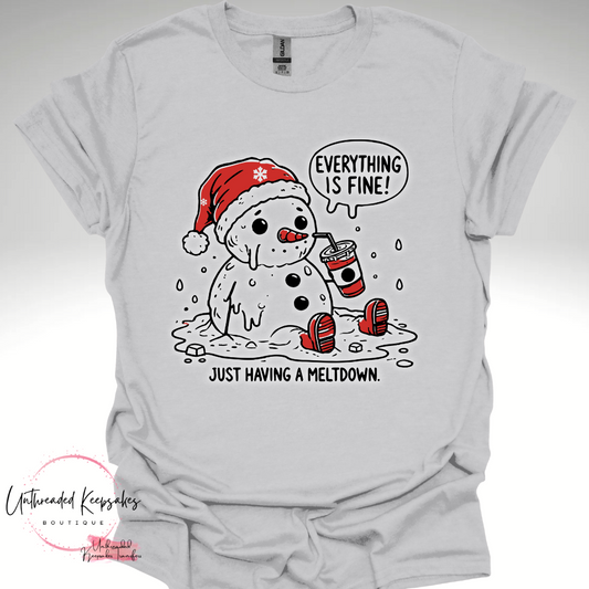 Everything is Fine Just Having a Meltdown (Red with Glow) Graphic T-Shirt