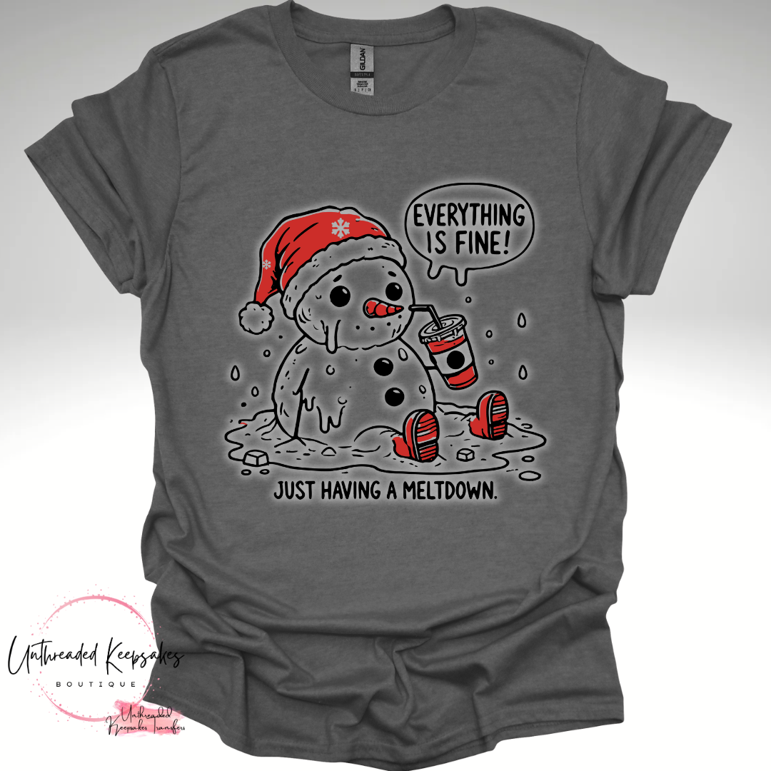 Everything is Fine Just Having a Meltdown (Red with Glow) Graphic T-Shirt