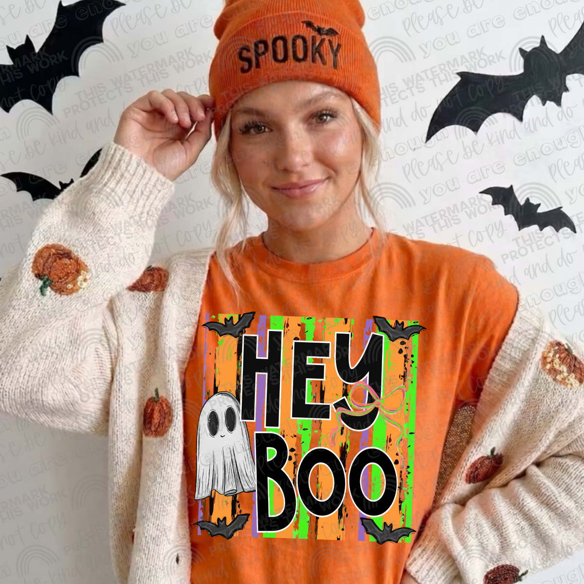 Hey Boo Halloween graphic apparel mockup