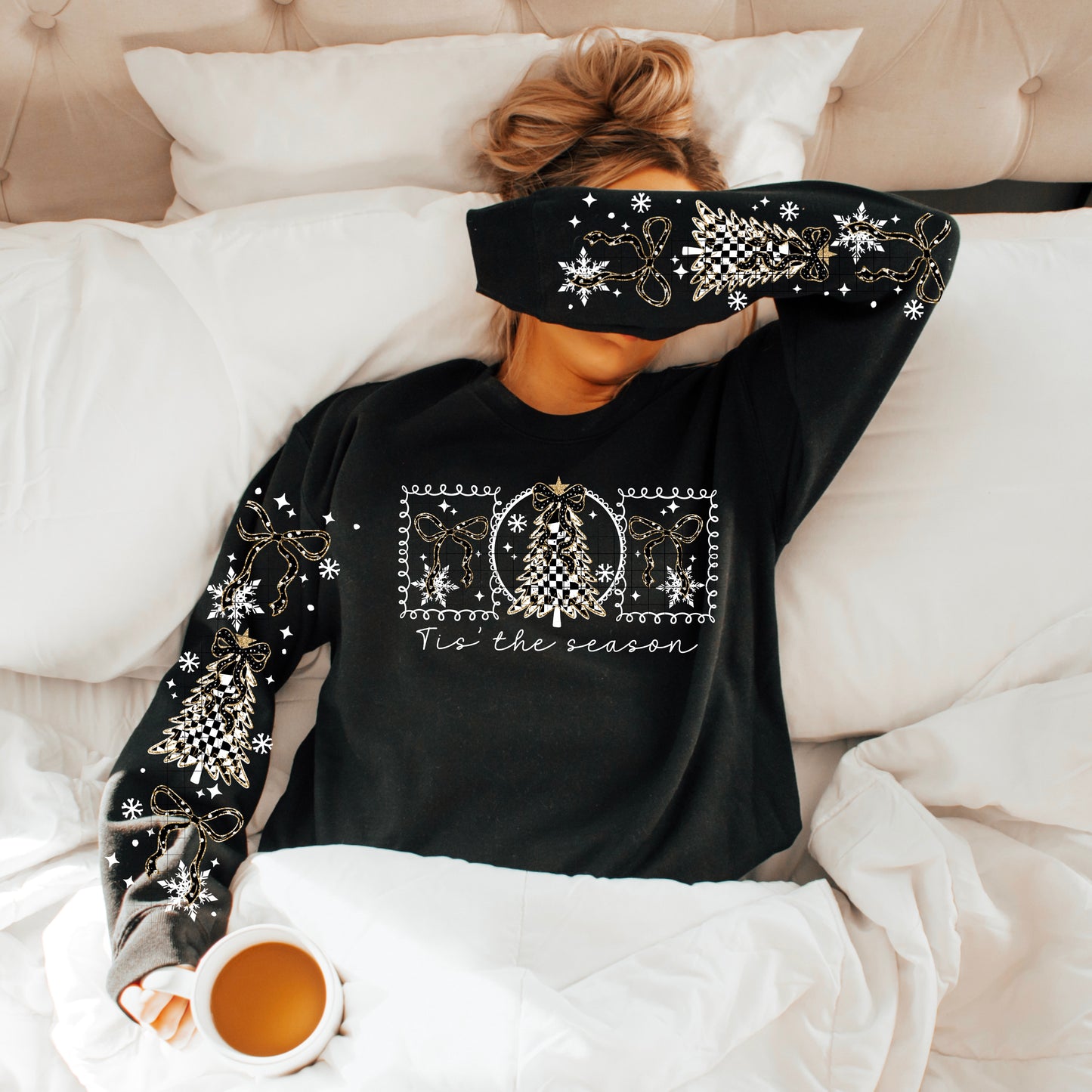 ✨ ‘Tis The Season Christmas Tree Sweatshirt with cute Sleeves 🎄💖 Cozy Holiday Winter Top ❄️