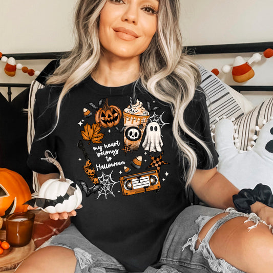 My Heart Belongs to Halloween T-Shirt – Spooky Cute Fall Graphic Tee