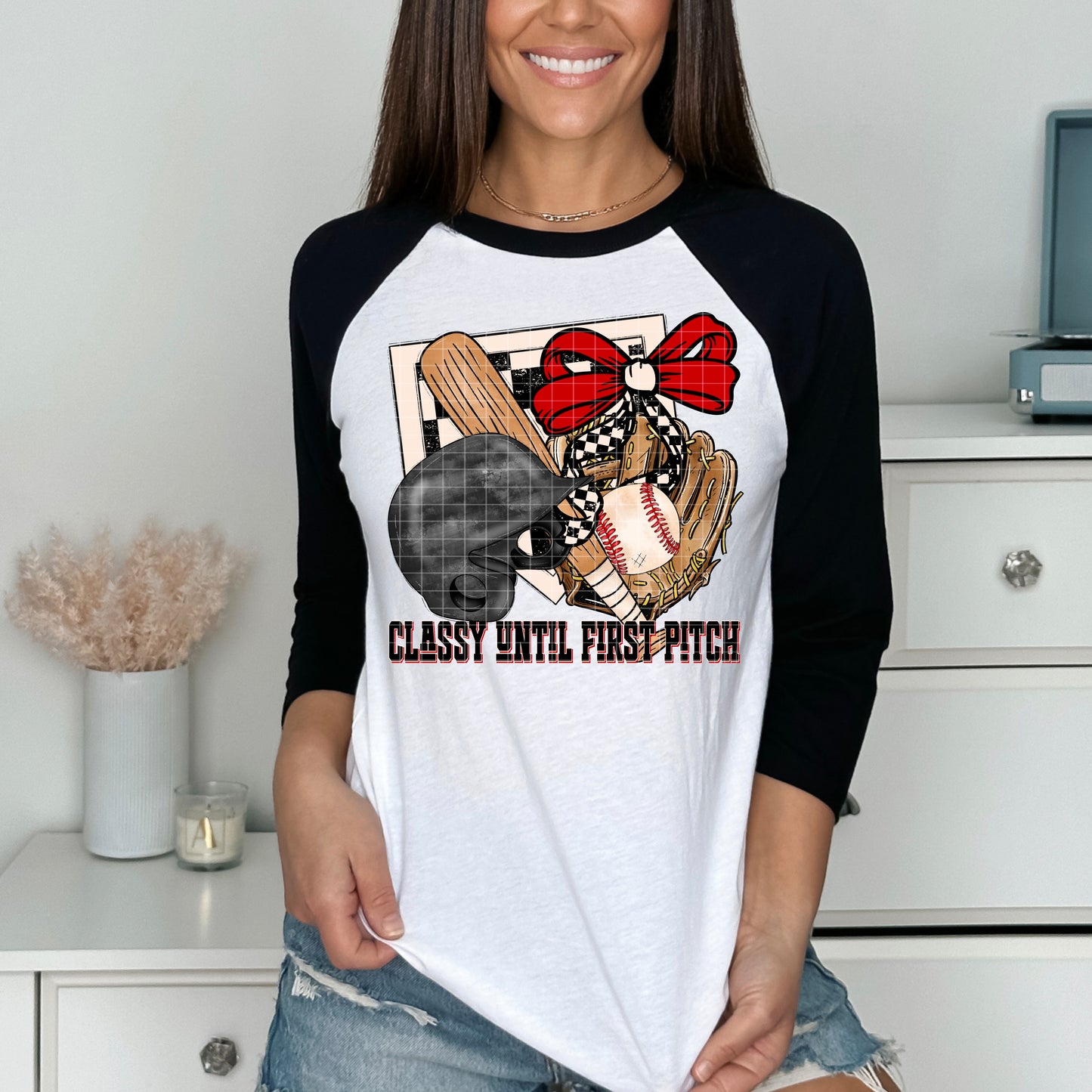 Classy Until First Pitch Baseball Raglan Tee | Baseball Mom Shirt | Baseball Game Day Tee | Baseball Graphic Shirt | Baseball Player Gift ⚾🥎