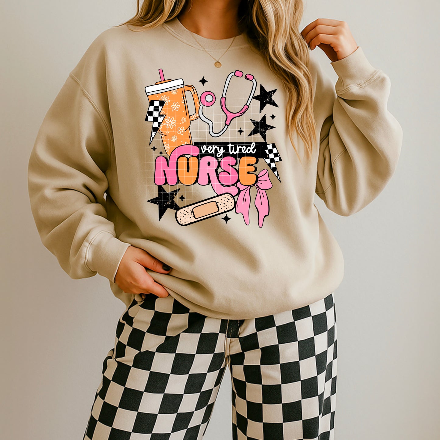💉😴 Very Tired Nurse Sweatshirt ✨ Funny Nursing Life Crewneck