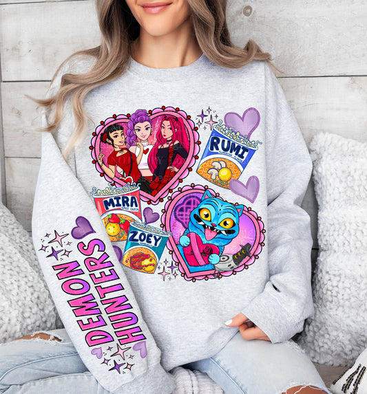 💘 Demon Hunters Valentine Crewneck | Ramen & Anime Aesthetic Sweatshirt