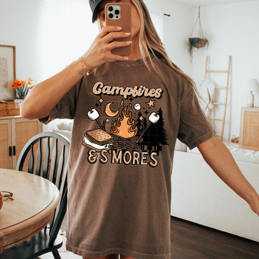 Campfires & S’mores – Cozy Camping Graphic Tee