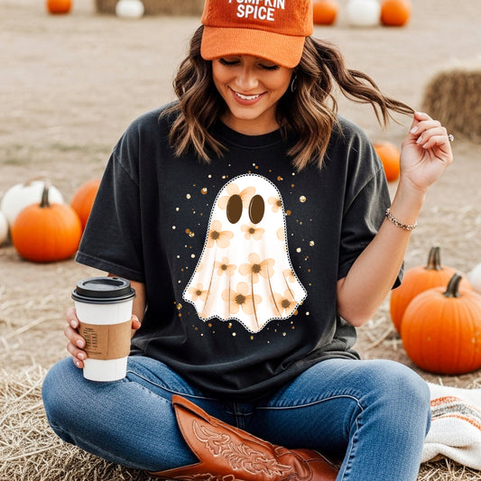 Floral Ghost Spooky Season Graphic Tee