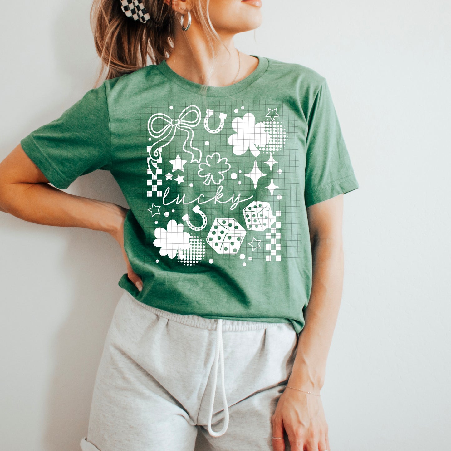 Lucky Graphic Tee – Clover Dice Horseshoe Shirt