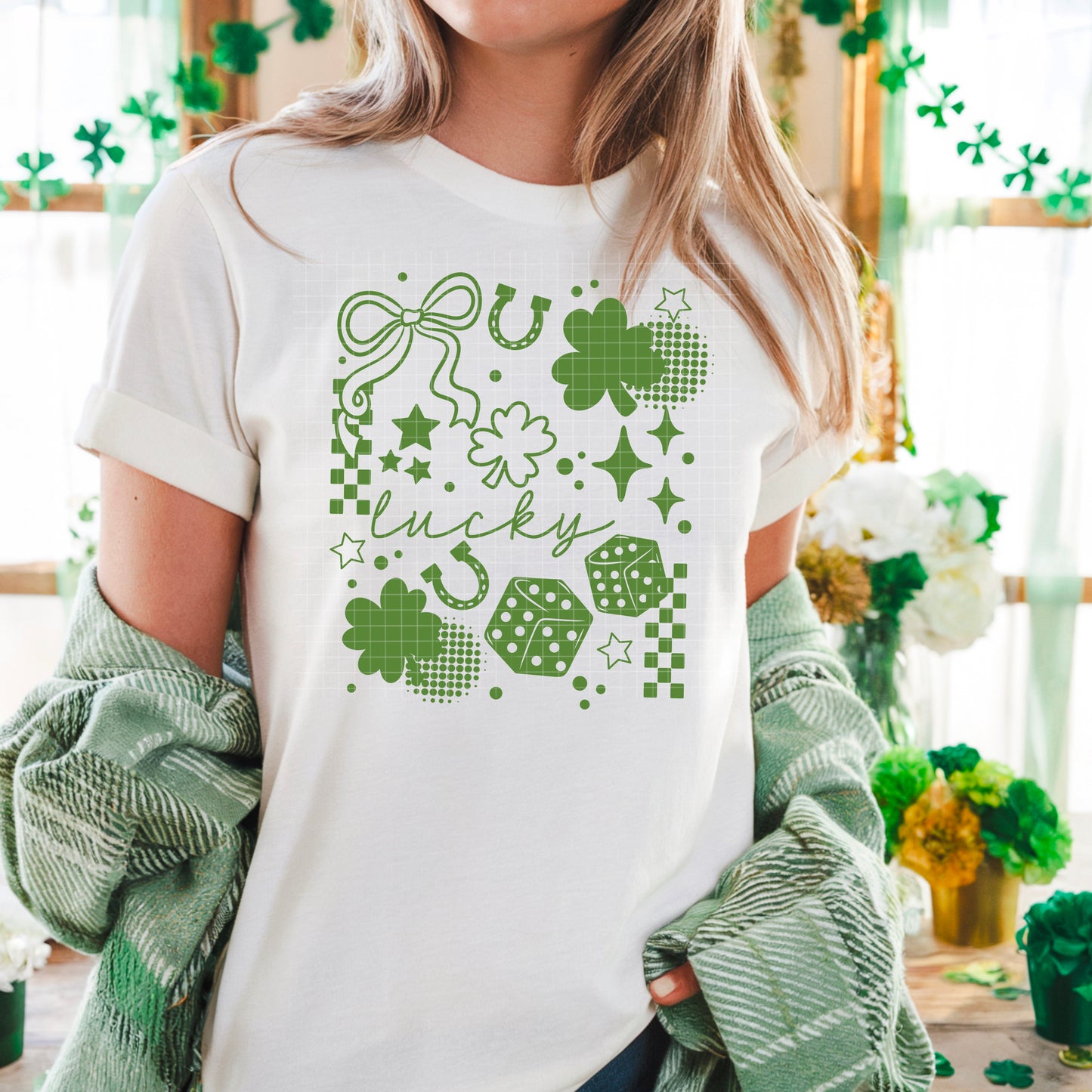 Lucky Graphic Tee – Clover Dice Horseshoe Shirt