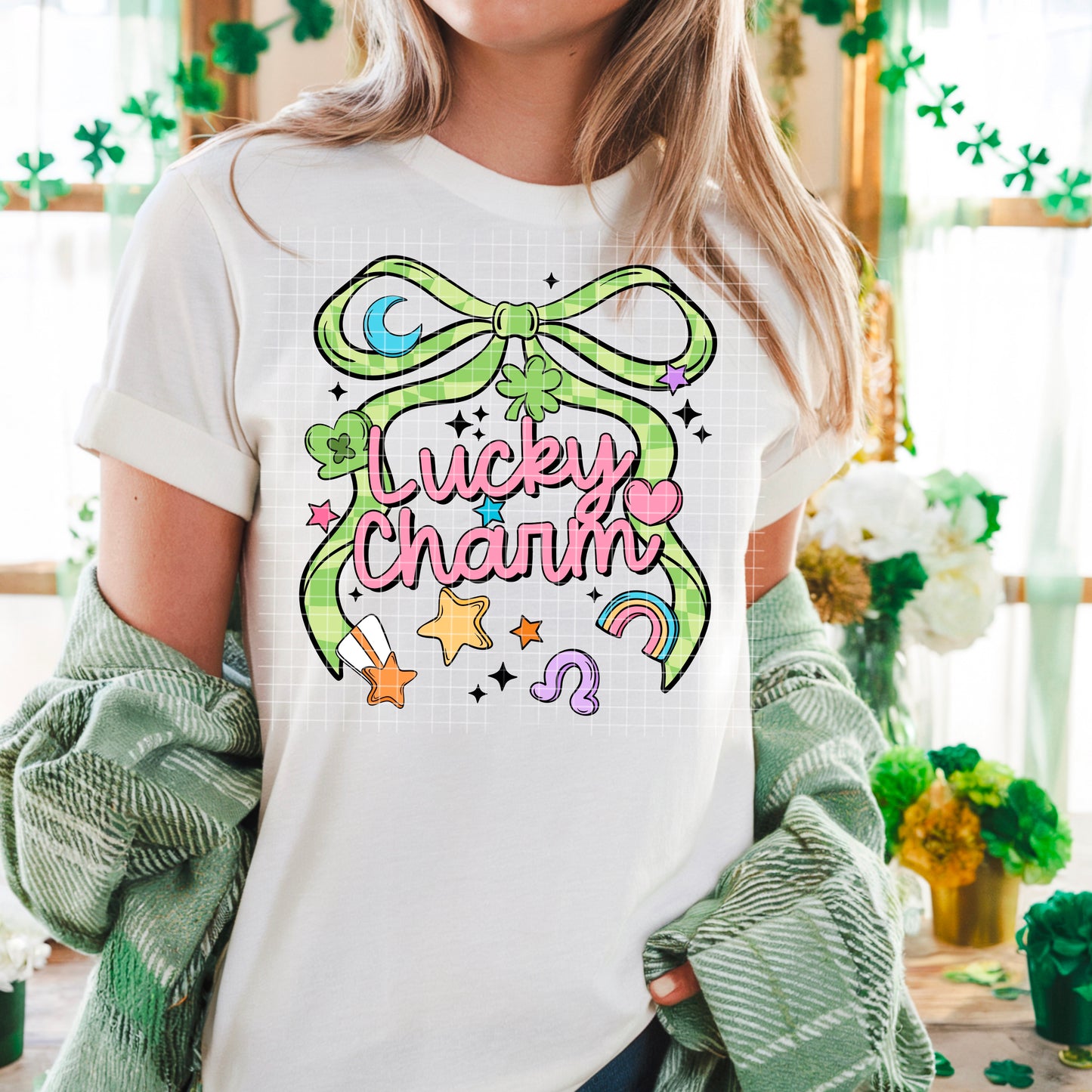 Lucky Charm Symbols Tee – Trendy Green Lucky Shirt