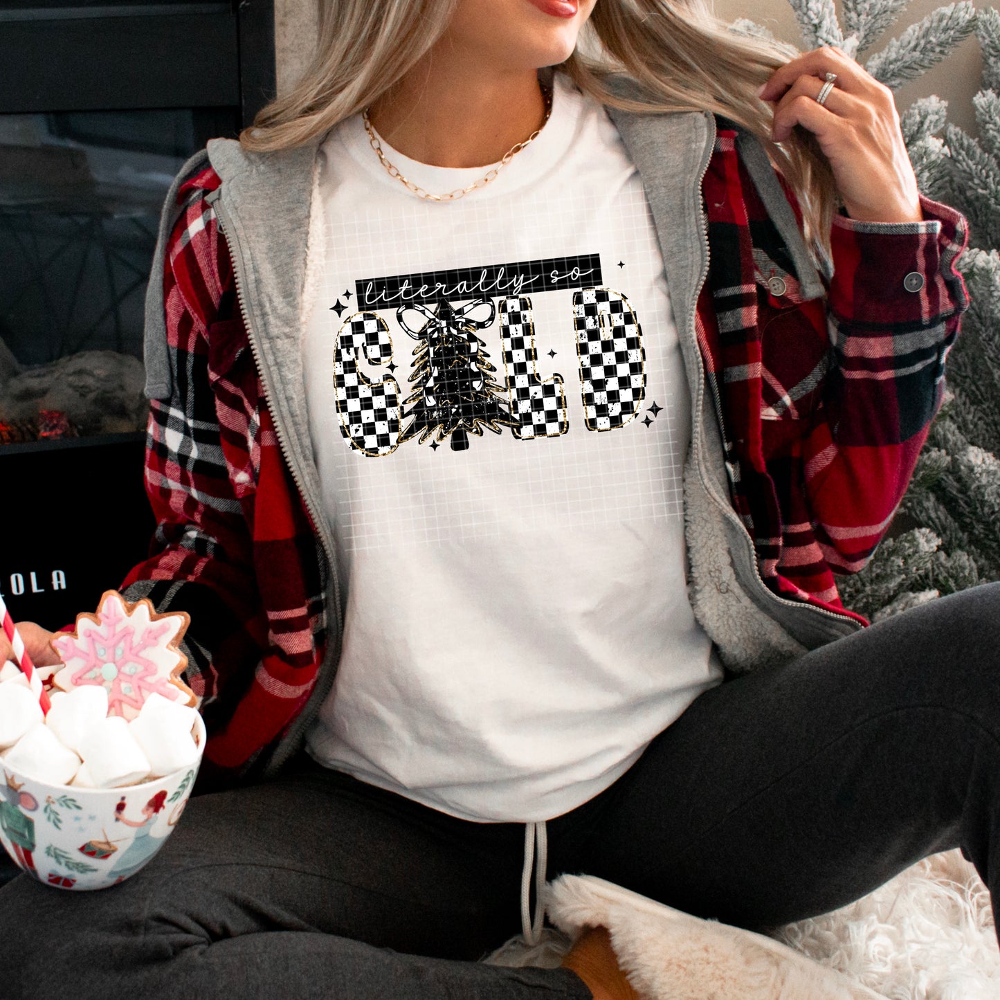 Literally So Cold Checkered Graphic T-Shirt