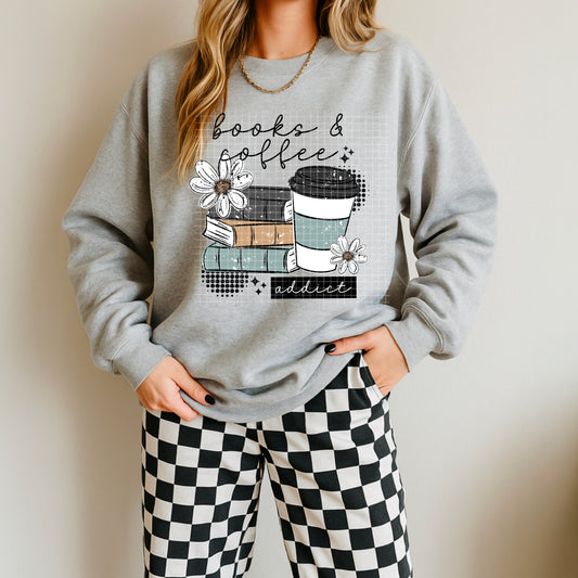 Books and Coffee Graphic Crewneck