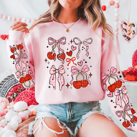 Cherries and Bows and Sleeves  Graphic Crewneck