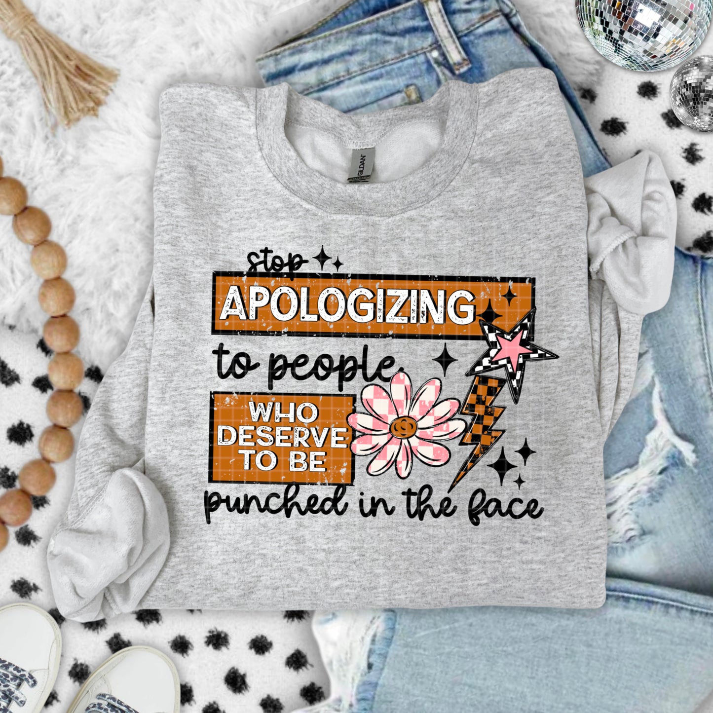 Stop Apologizing Graphic Crewneck