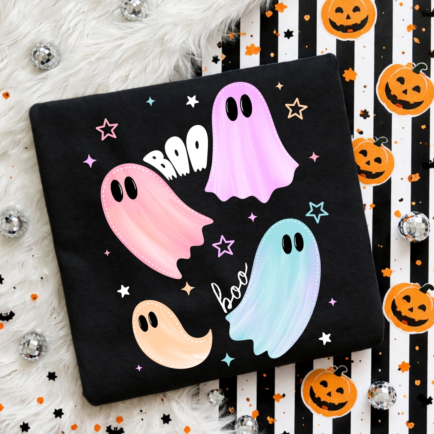 Pastel Ghost Boo Halloween Graphic Tee