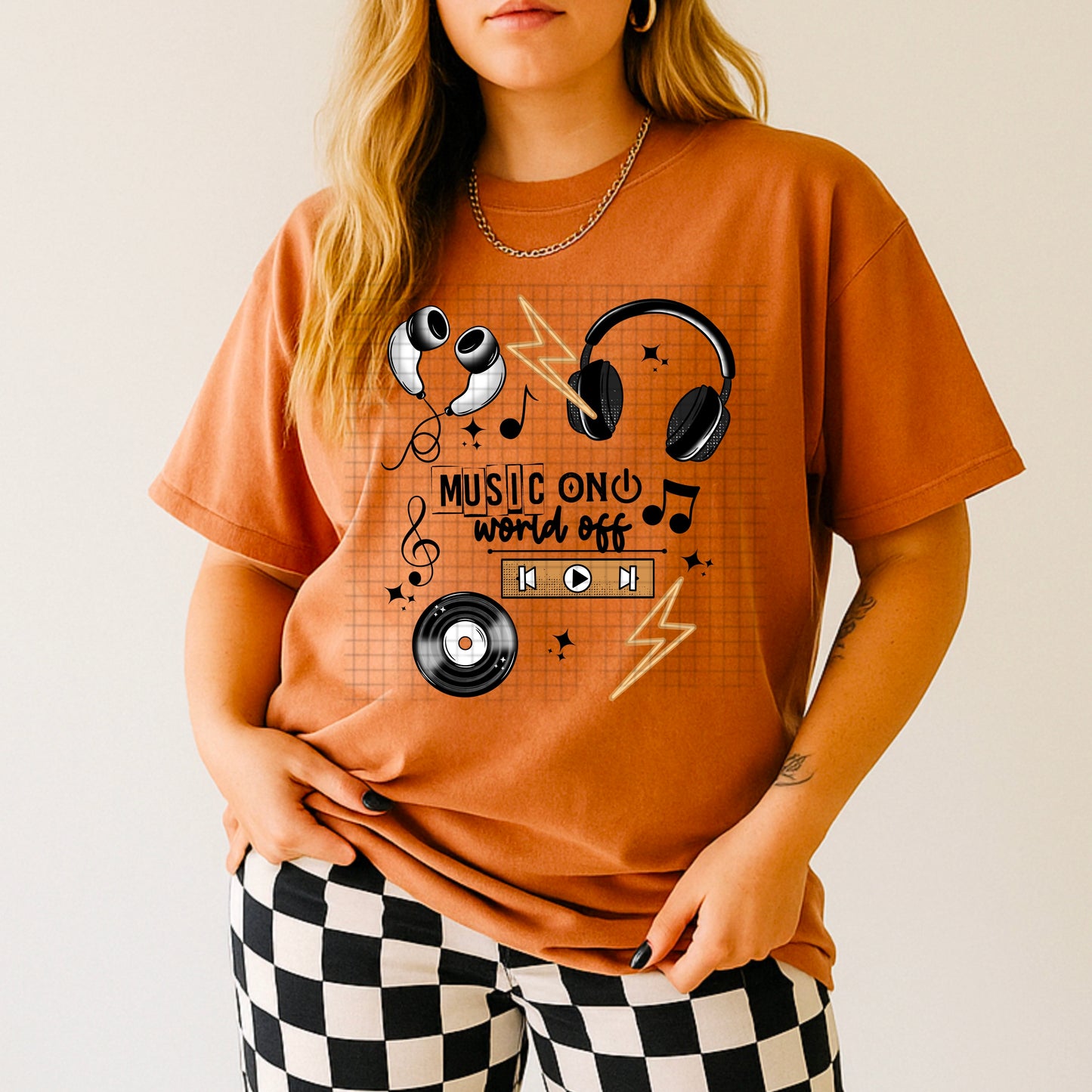 Music On World Off Shirt – Headphones Graphic Tee