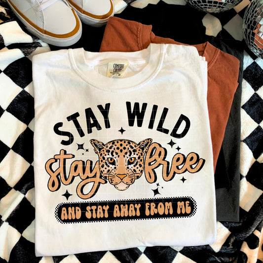 Stay Wild Stay Free Leopard T-Shirt – Bold Animal Print Graphic Tee